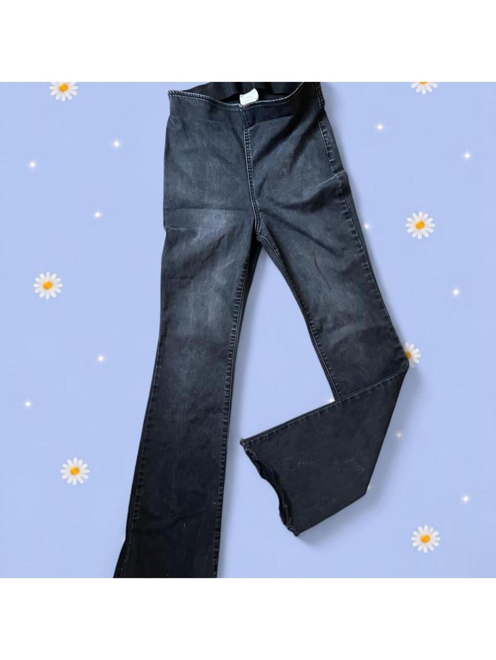 🖤 Y2K Knox Rose Black Stretch Flare Jeans Low Rise Boho Festival Pants Size 2